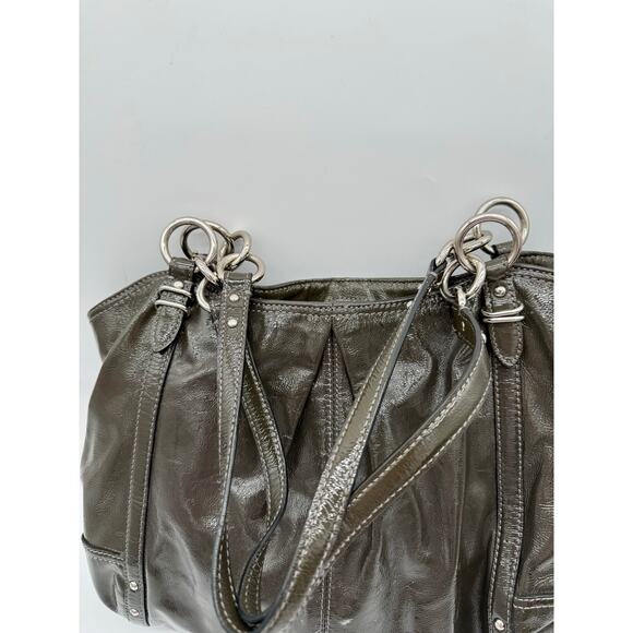 Coach Alexandra Large Dark Gray Patent Leather Hobo Tote Bag - Picture 7 of 10